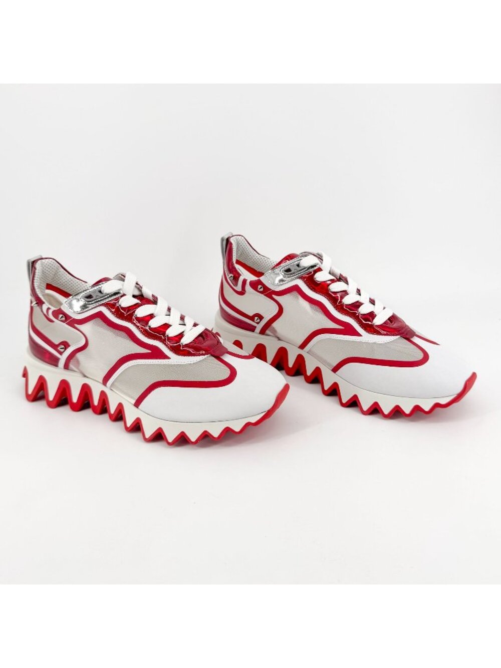 Christian Louboutin Sharkina White Mesh Red Sneakers Size 41 US 11 Women's 6945
